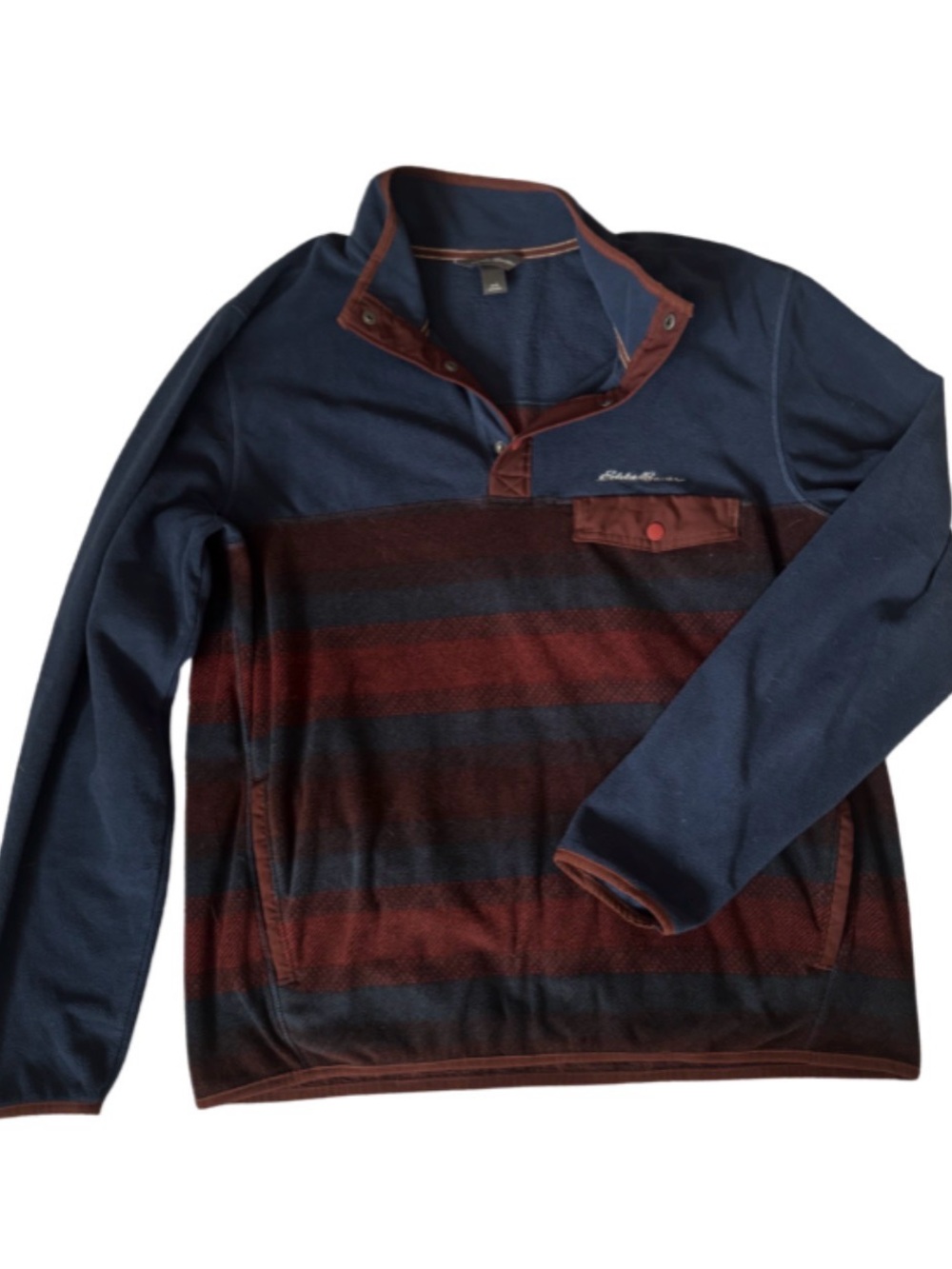 Eddie Bauer Striped Pullover in Navy and Burgundy